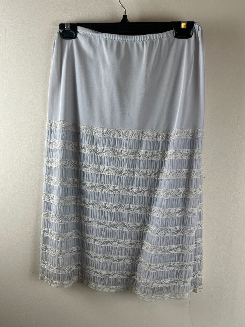 Vintage Blue Swan Half Slip Horizontal Tier Of Ruffled Lace